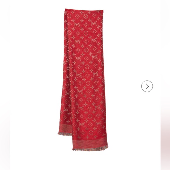Louis Vuitton Accessories - Louis Vuitton Red & Gold Monogram Wool & Silk Shawl